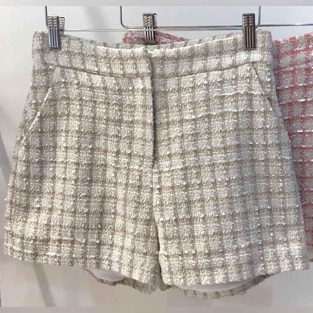 Elegant Cream Tweed Shorts